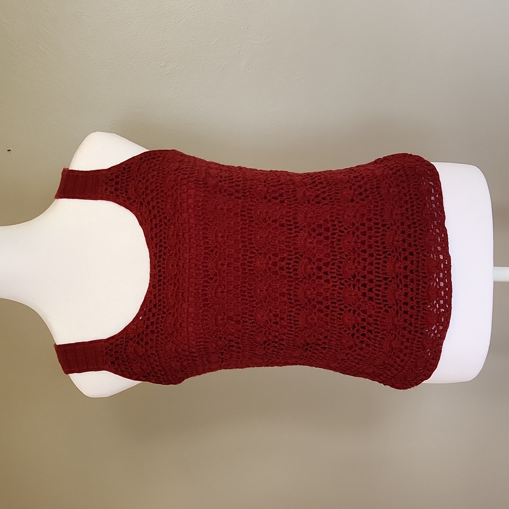 Hunt Club Crochet Tank Top Size Small Burgundy